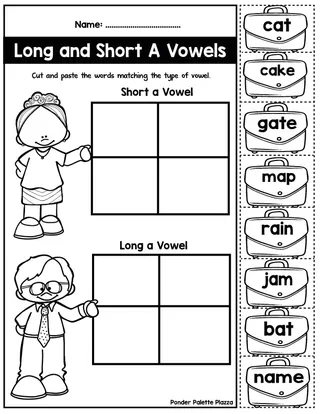 Long and Short Vowels – Cut and Paste Sort – sample page 2