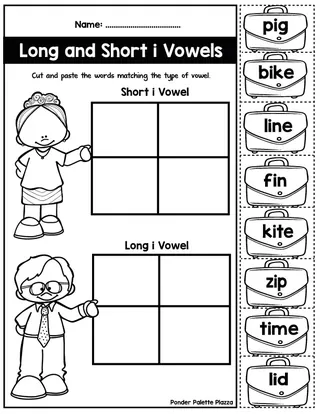 Long and Short Vowels – Cut and Paste Sort – sample page 4