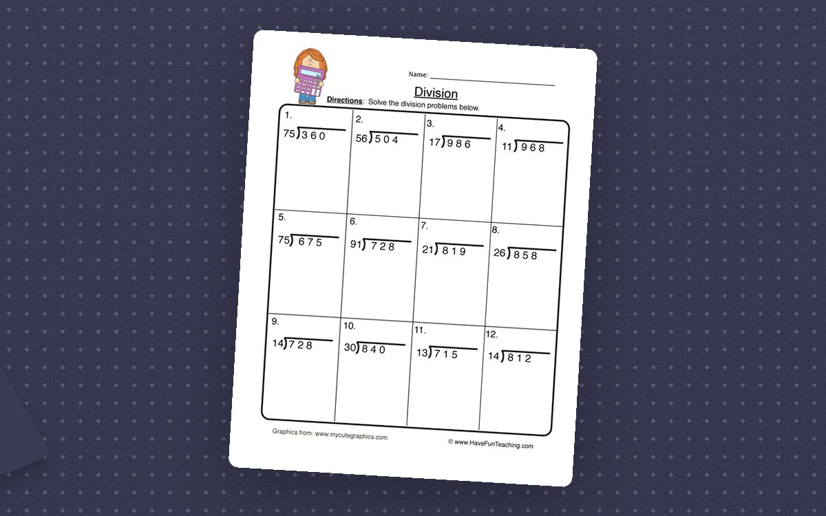 Long Division Worksheet teaching resource preview
