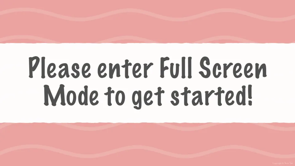 Start-up slide for the long i flash card deck telling the user: Please enter Full Screen Mode to get started!