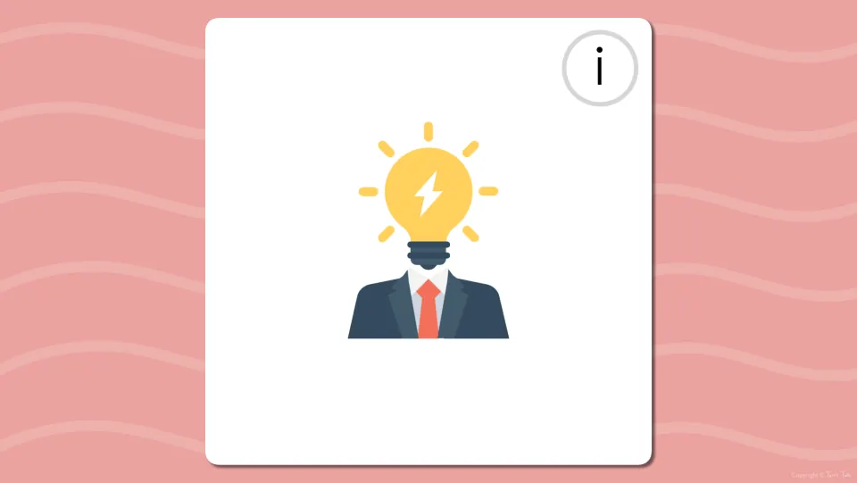 Long i flash card showing a light bulb head on a suit; students name the picture before the word appears