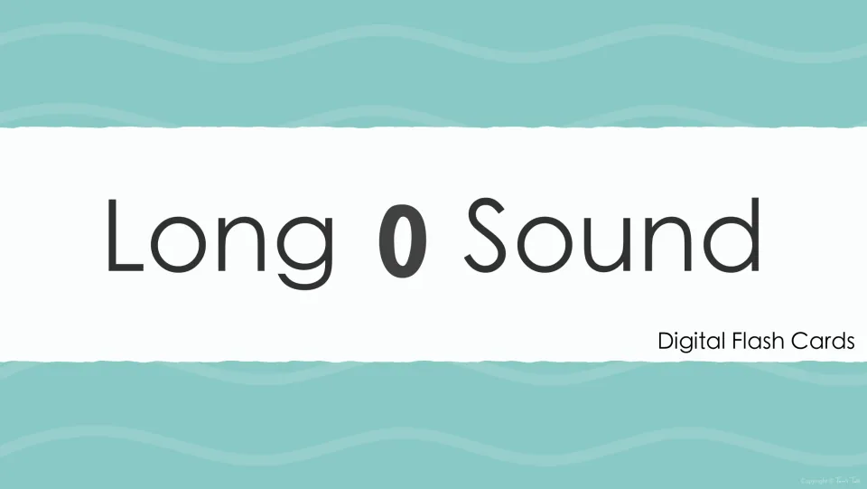 Long o Sound title slide for a set of digital flash cards used to practise words with the long o vowel sound