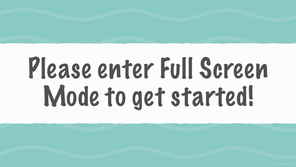 Instruction slide asking the user to enter full screen mode before starting the long o digital flash card slideshow