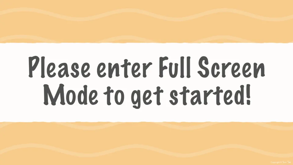 Start screen for the long u flash cards telling the presenter: Please enter Full Screen Mode to get started!