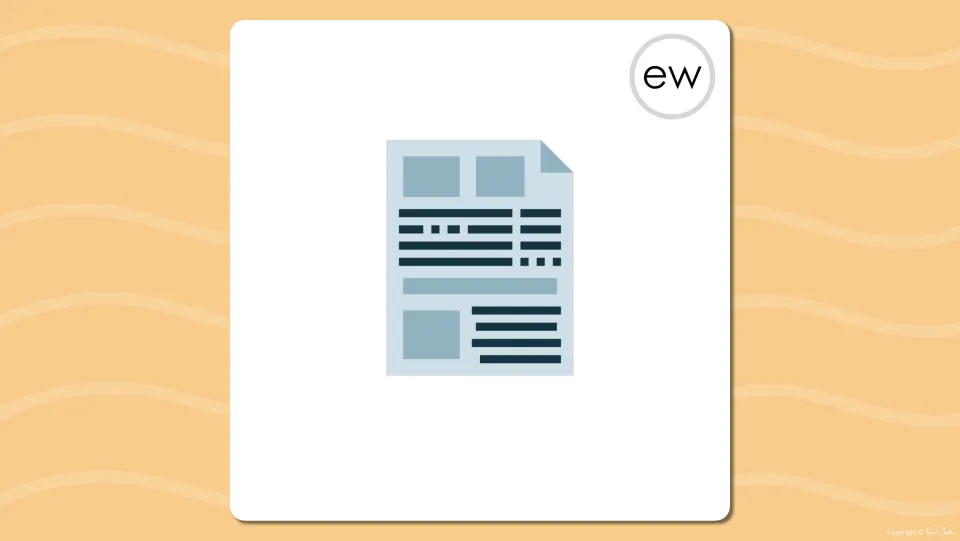Long u ew flash card showing a newspaper picture with no word yet, so students name the picture as an ew word
