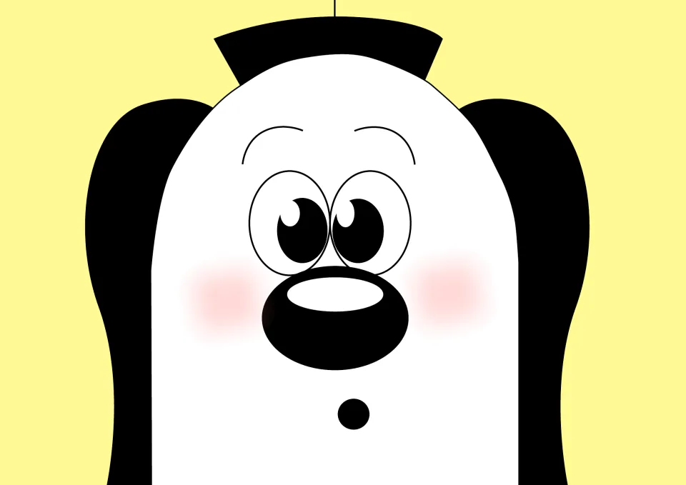 Story illustration accompanying Zoggy's hunger at the cafe, showing his wide eyes and small open mouth