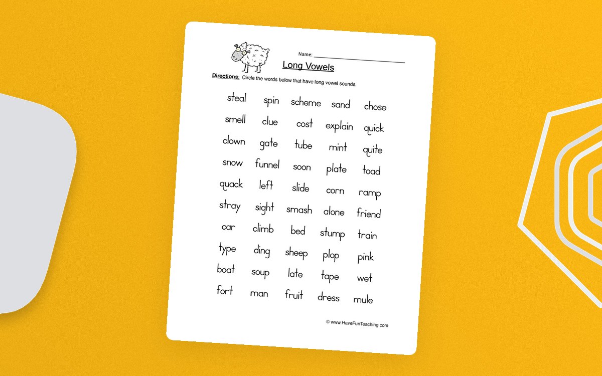 Long Vowels Circling Worksheet teaching resource preview
