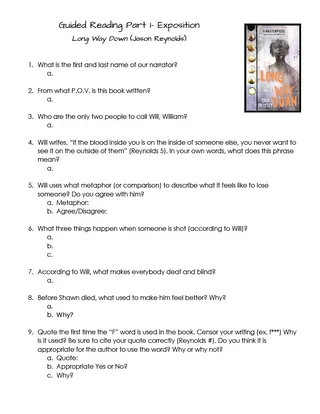 Long Way Down by Jason Reynolds | Guided Reading Packet – cover