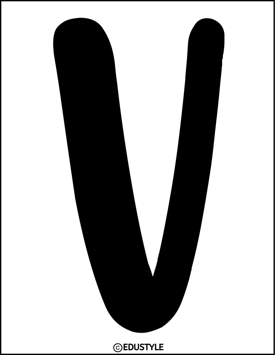 Bulletin board display letter V in solid black, printed individually for the Valentine's Day decor kit