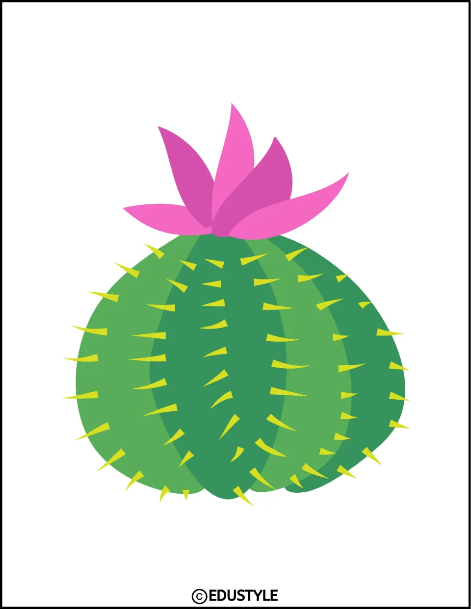 Small round green cactus with a pink flower, a decoration for the llama bulletin board and door decor kit