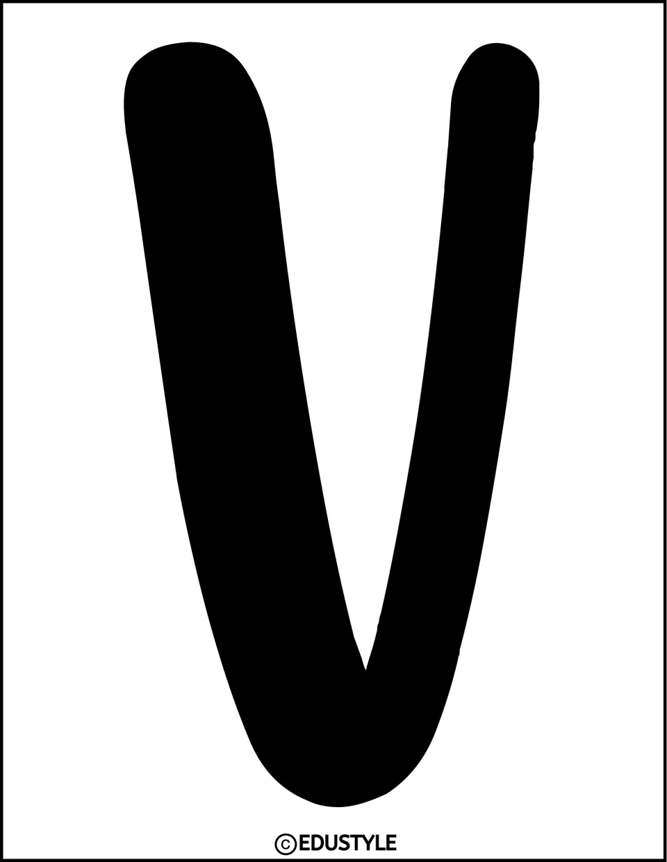 Solid black letter V, printed individually as part of the Valentine's Day bulletin board and door decor kit