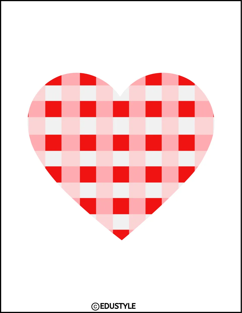 One large heart cutout filled with a red, pink, and white checkered pattern for Valentine's Day classroom displays