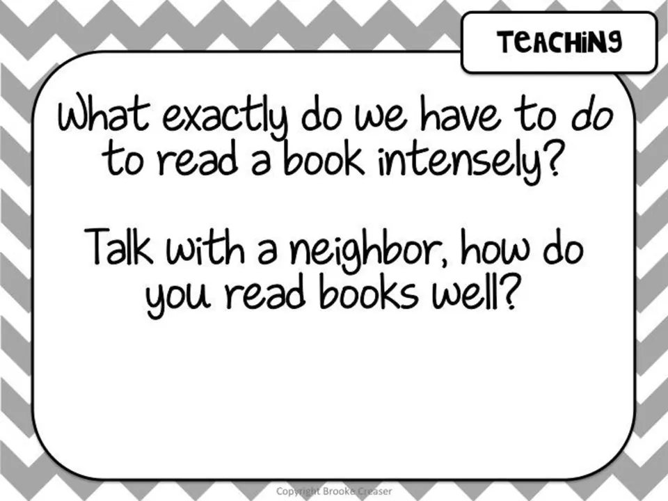 Session 1 teaching slide asks what reading intensely requires and prompts neighbors to discuss reading well