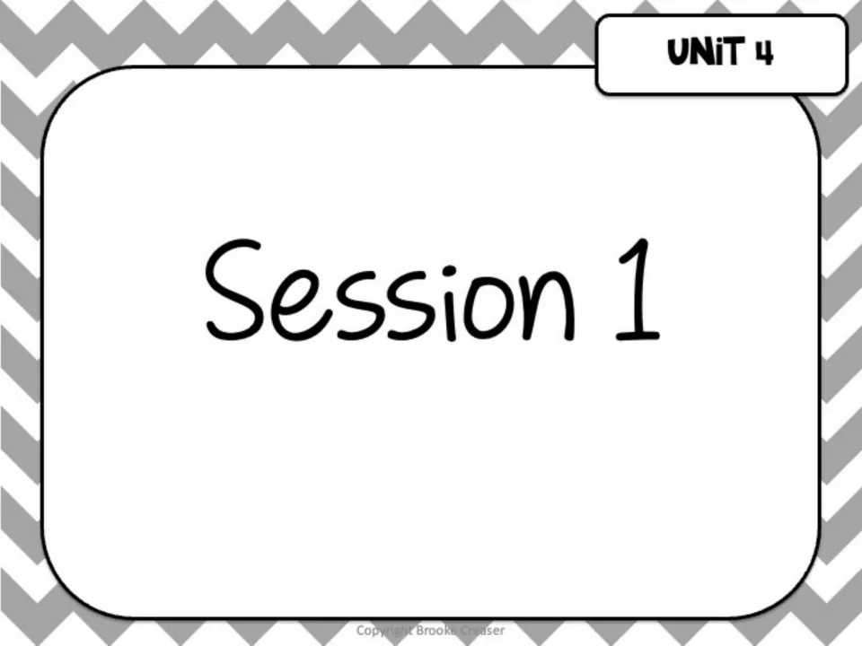 Session 1 divider slide marking the start of the first lesson in the Unit 4 literary essay writing deck