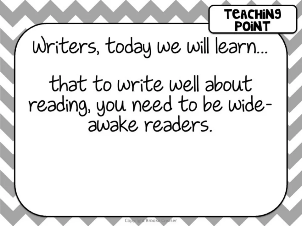 Session 1 teaching point states that writing well about reading requires becoming wide-awake readers
