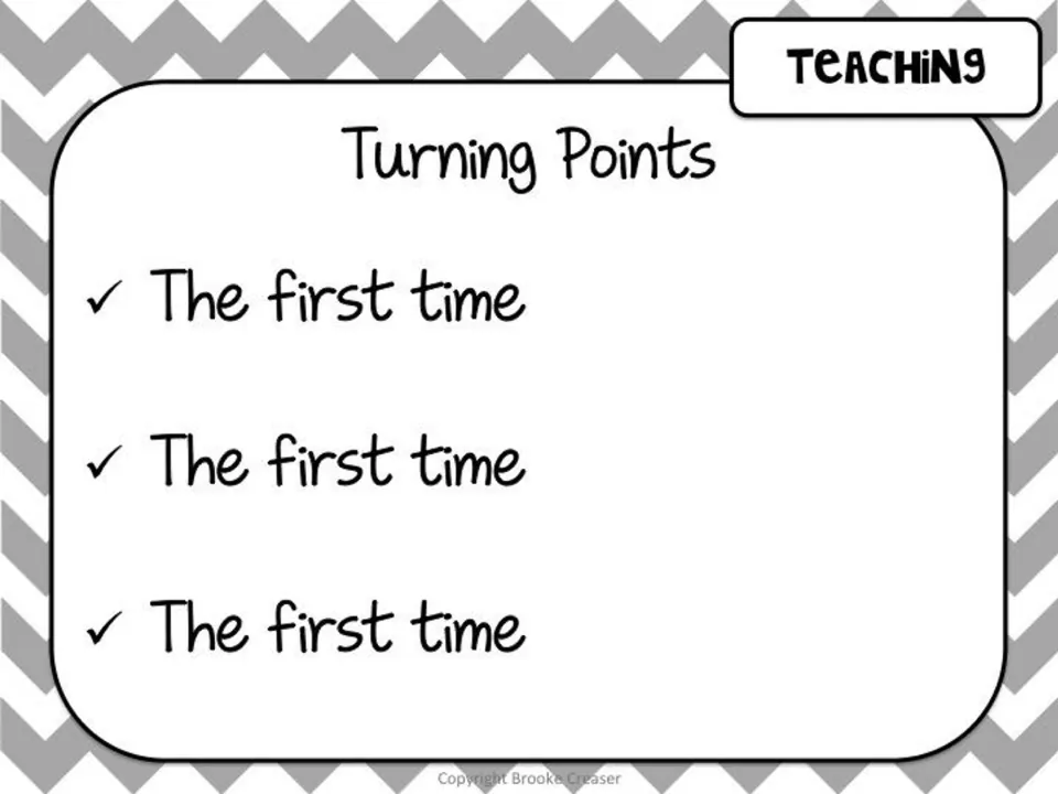 Session 1 teaching slide titled Turning Points, with three repeated prompts that each read The first time