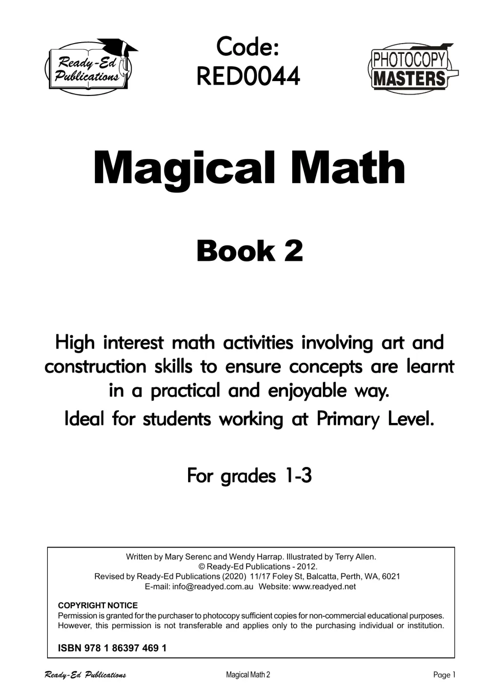 Magical Math Book 2 cover: math activities using art and construction skills, for grades 1–3