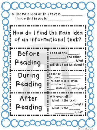 Main Idea Anchor Chart – 4-Chart Reading Set – sample page 2