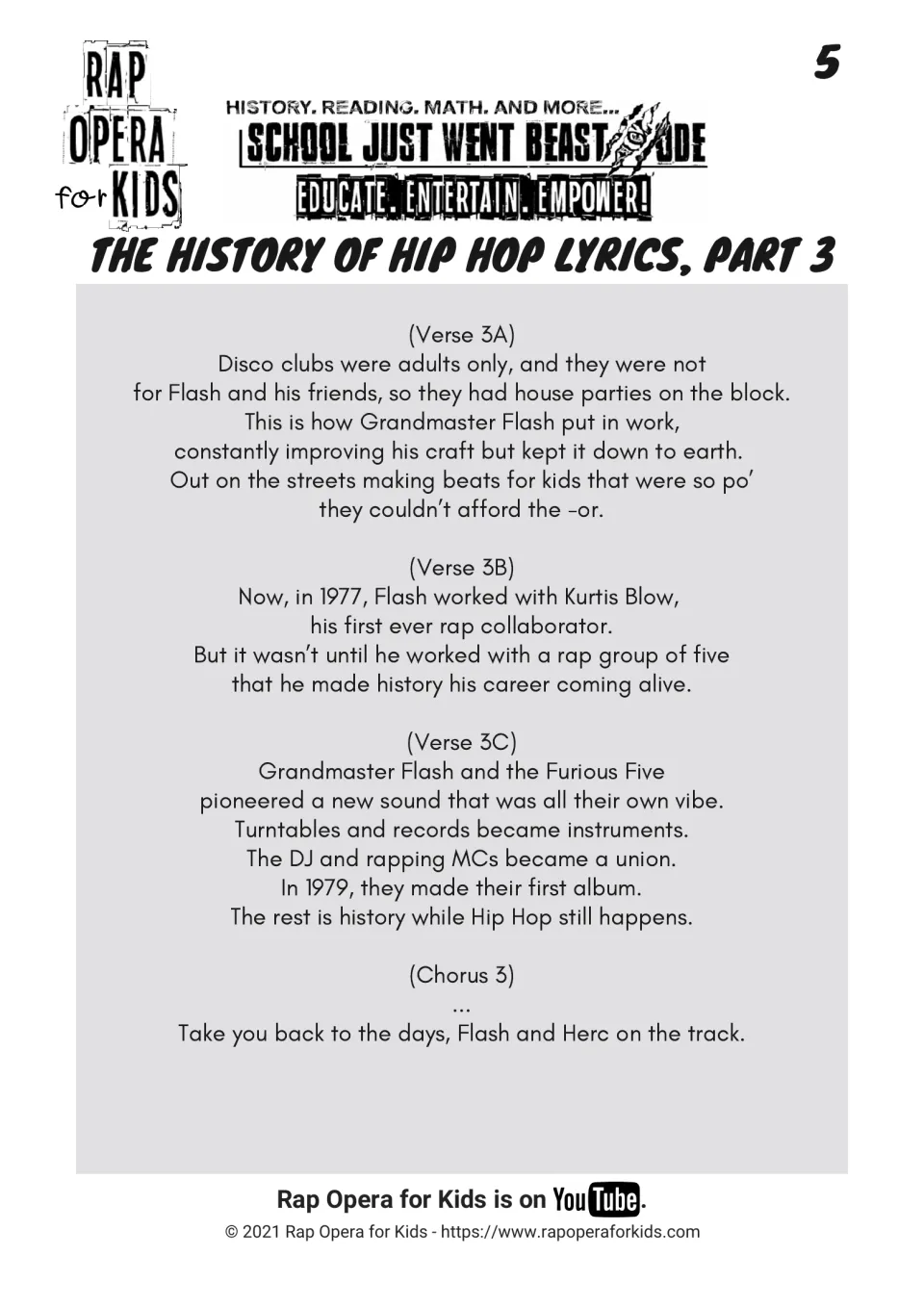 Hip Hop lyrics part 3: Grandmaster Flash's house parties, work with Kurtis Blow and the Furious Five's first album in 1979