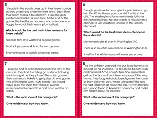 Main Idea Task Cards – sample page 2