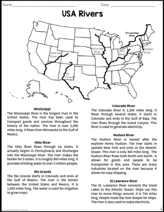 Major US Rivers – Grade 3 Reading Packet – cover