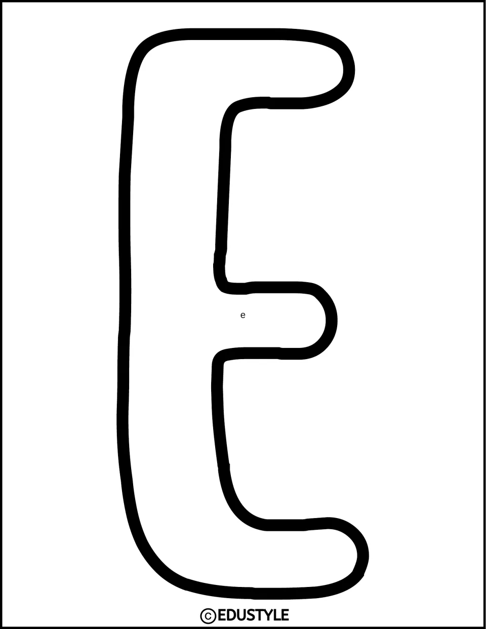 Outlined uppercase E cutout for kindness bulletin board or door lettering, with a small lowercase e inside