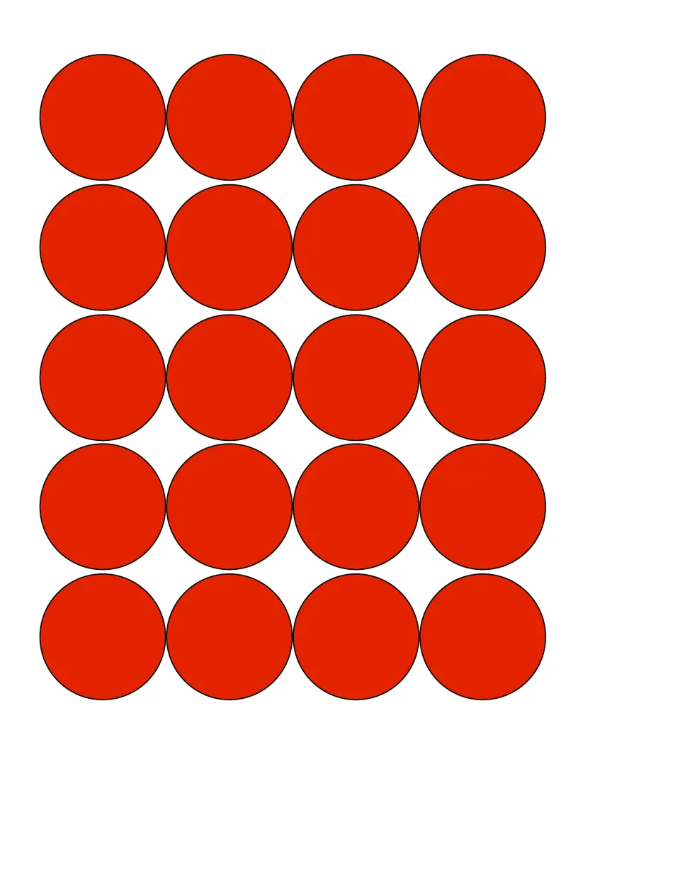 Composing shapes: 20 red circles for students to cut out and combine with other pieces to build larger shapes