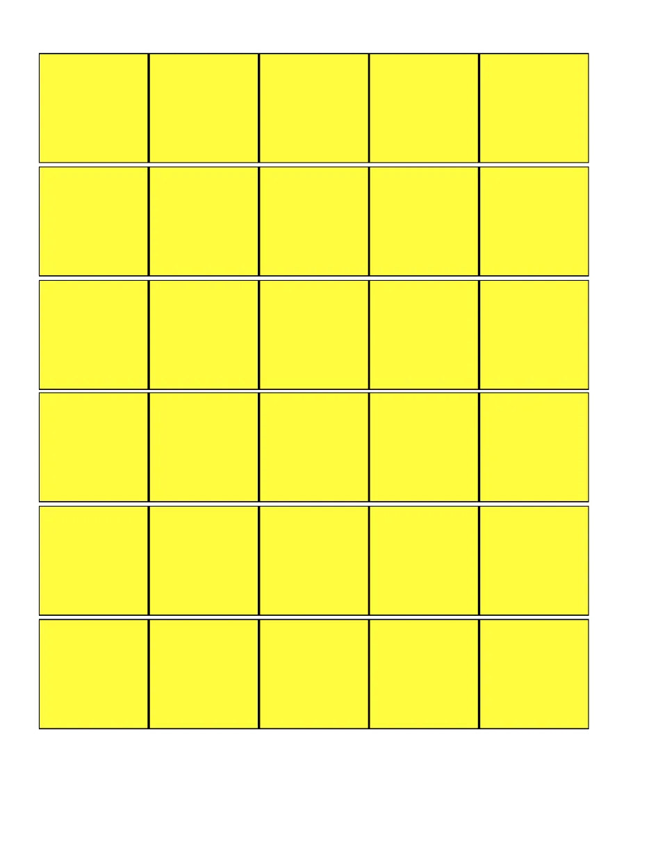 Composing shapes: 30 yellow squares to cut out and place side by side to build rectangles and bigger squares