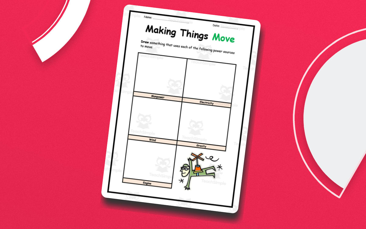 Making Things Move Worksheet preview: One drawing-based movement worksheet