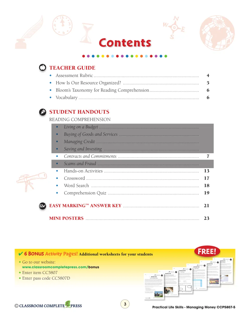 Contents: Contracts and Commitments reading, hands-on activities, crossword, word search, quiz, answer key