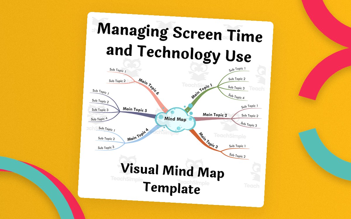 Managing Screen Time and Technology Use - Visual Mind Map (+Template) preview