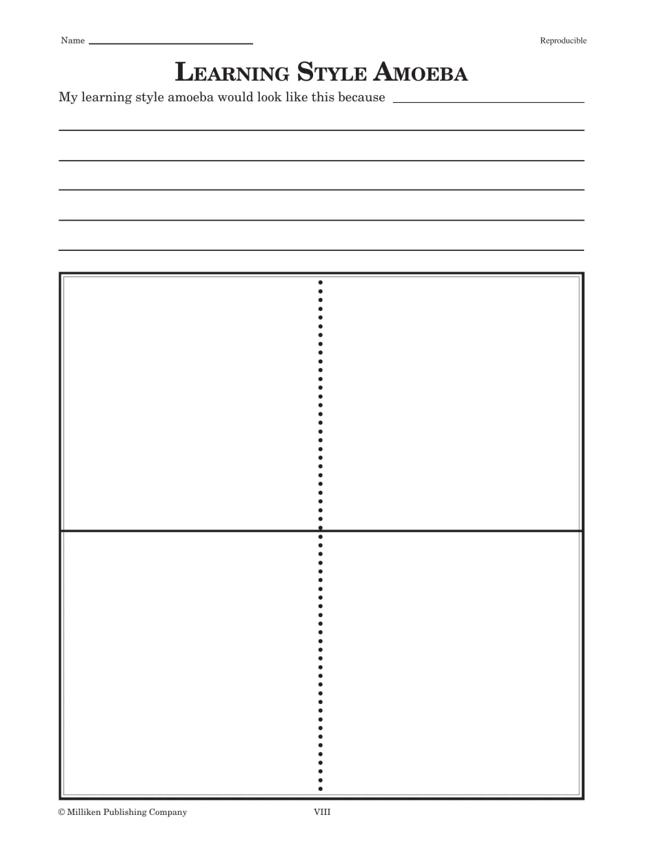 Learning Style Amoeba activity asks students to draw their learning style profile and explain its shape
