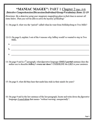 Maniac Magee Novel Study Unit – sample page 3