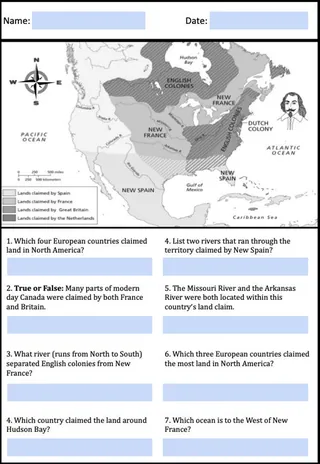 Map Activity: Europeans Come to North America – preview