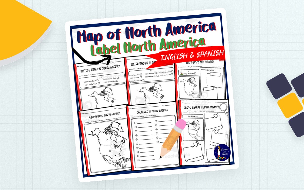 Map of North America Label North America preview