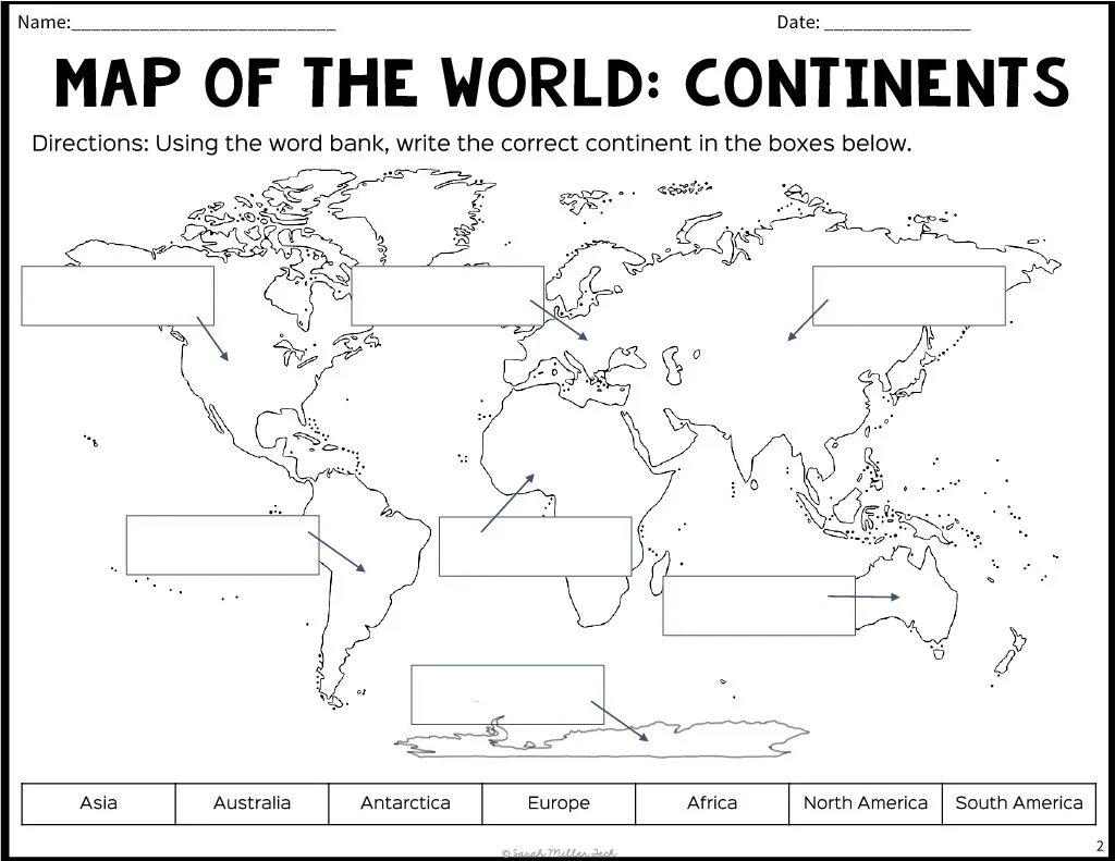World Map Labeling Packet – Continents, Oceans, Mountains – cover