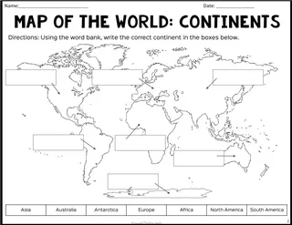 World Map Labeling Packet – Continents, Oceans, Mountains – cover