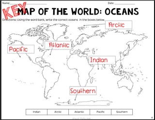 World Map Labeling Packet – Continents, Oceans, Mountains – sample page 4