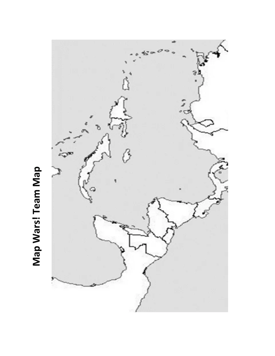 Unlabeled Central America and Caribbean team map: students recall country names while placing and guessing bases