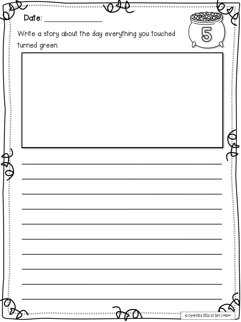 Prompt 5, everything turns green: students write an imaginative story about the day everything they touched turned green