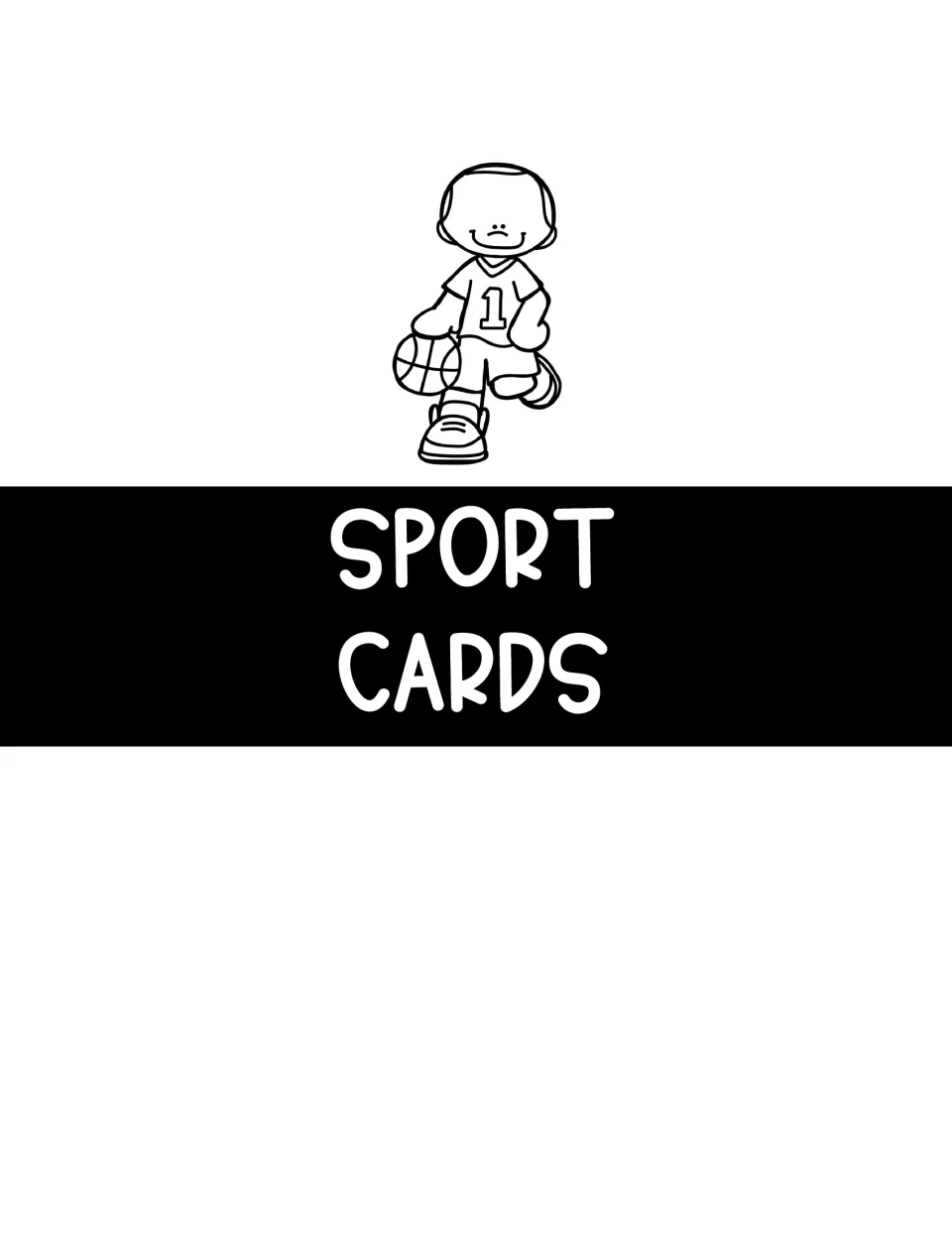 Section divider labeled 'Sport Cards' introducing the illustrated topic cards for the opinion writing unit