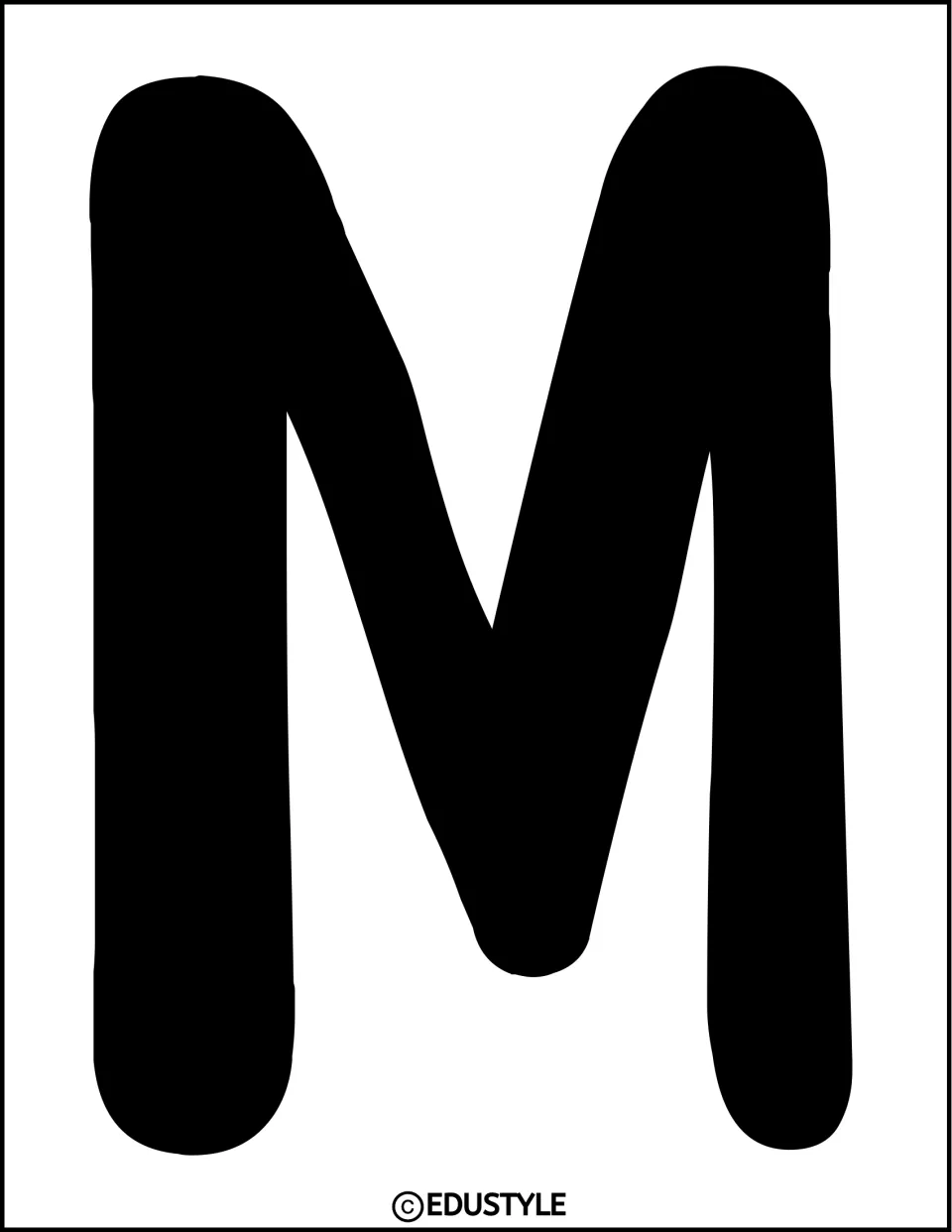 Bulletin board title letter M in solid black, printed individually for the March and St. Patrick's Day display