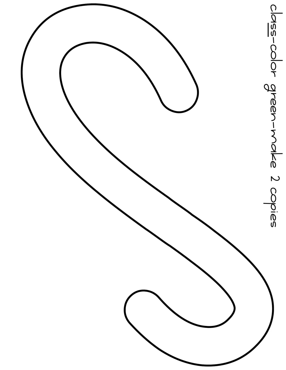 Door display cut-out letter S for 'Class'; the label specifies green and two copies to finish the word