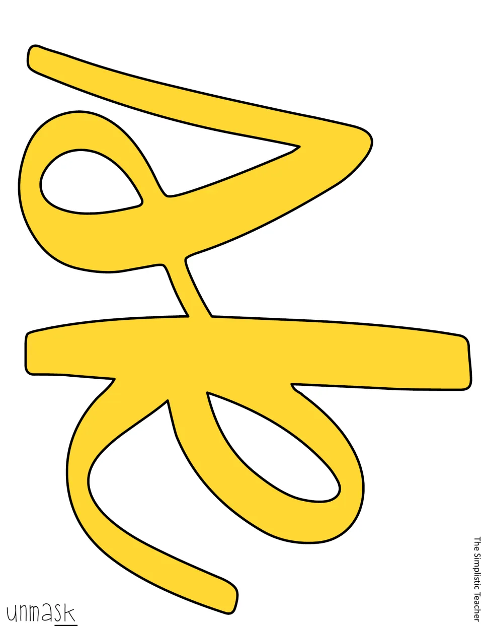 Yellow cutout letters “sk” complete the word “unmask” for the kit’s “Unmask Your Potential” classroom display