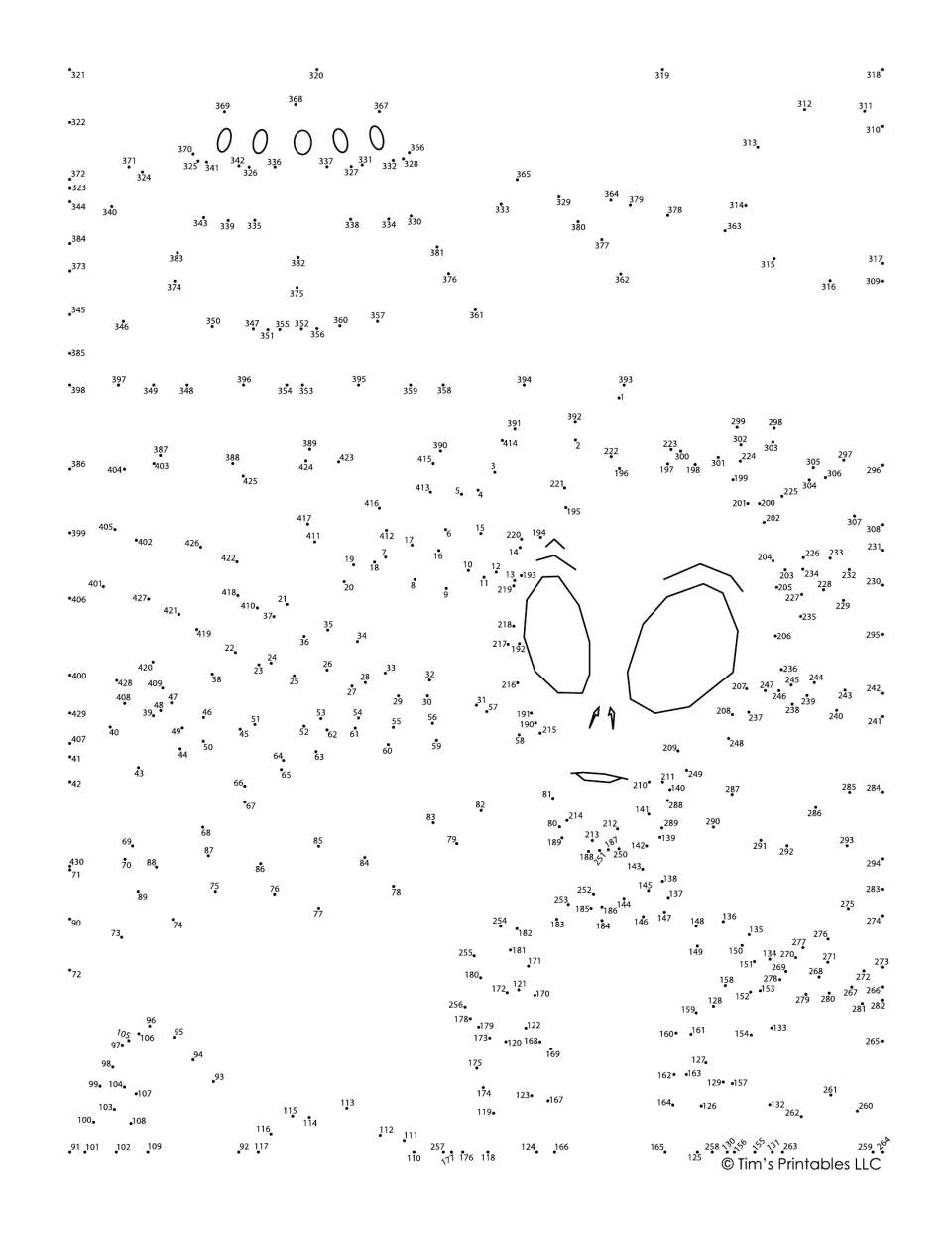 Alien dot-to-dot: students connect dots numbered 1 to 430 in order to reveal a hidden picture, practising number sequencing