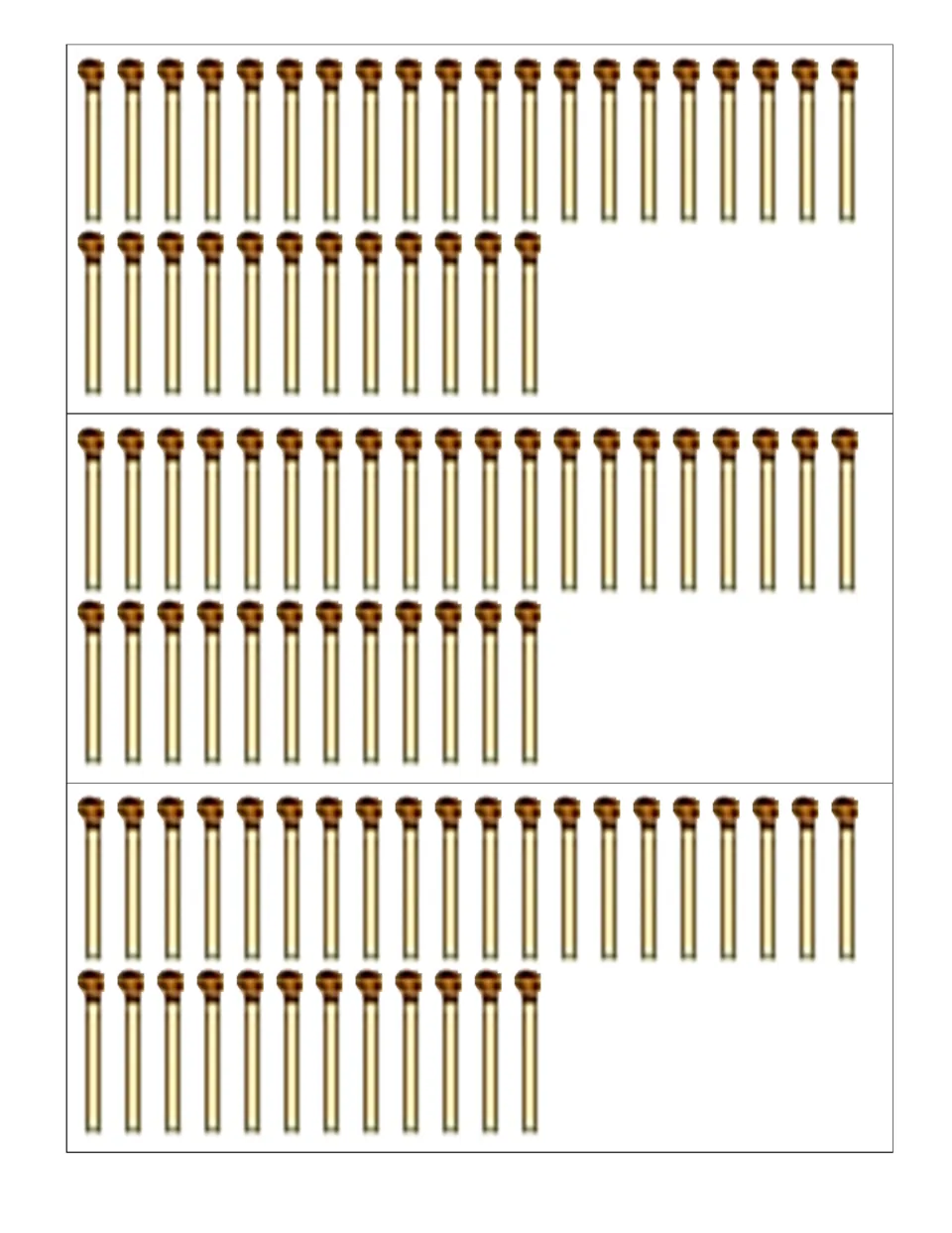 Larger printable matchsticks in three sets of 32 for cutting out and arranging into digits and signs to test solutions