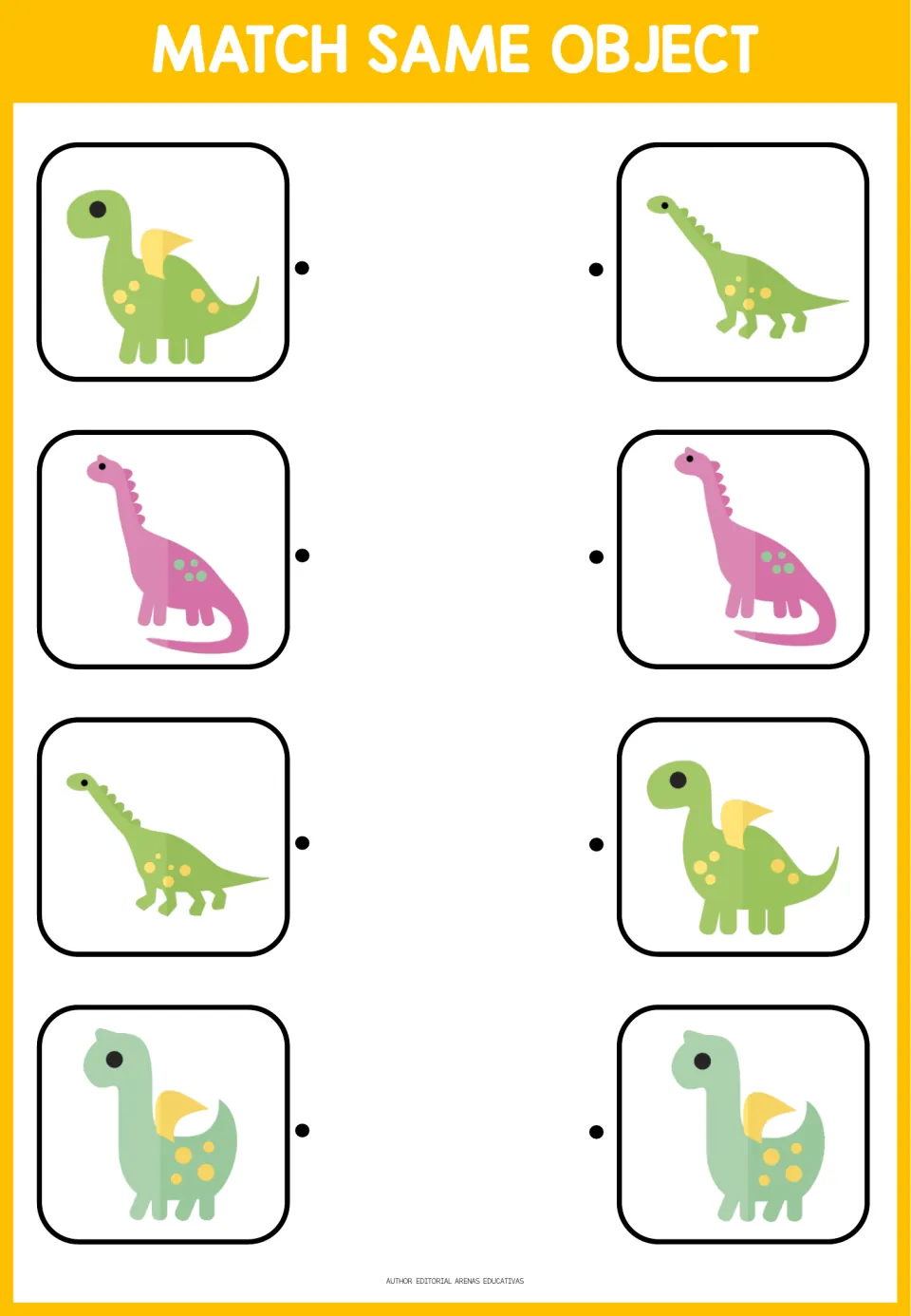 Second matching activity: four pairs of dinosaur characters, including two winged and two long-necked types