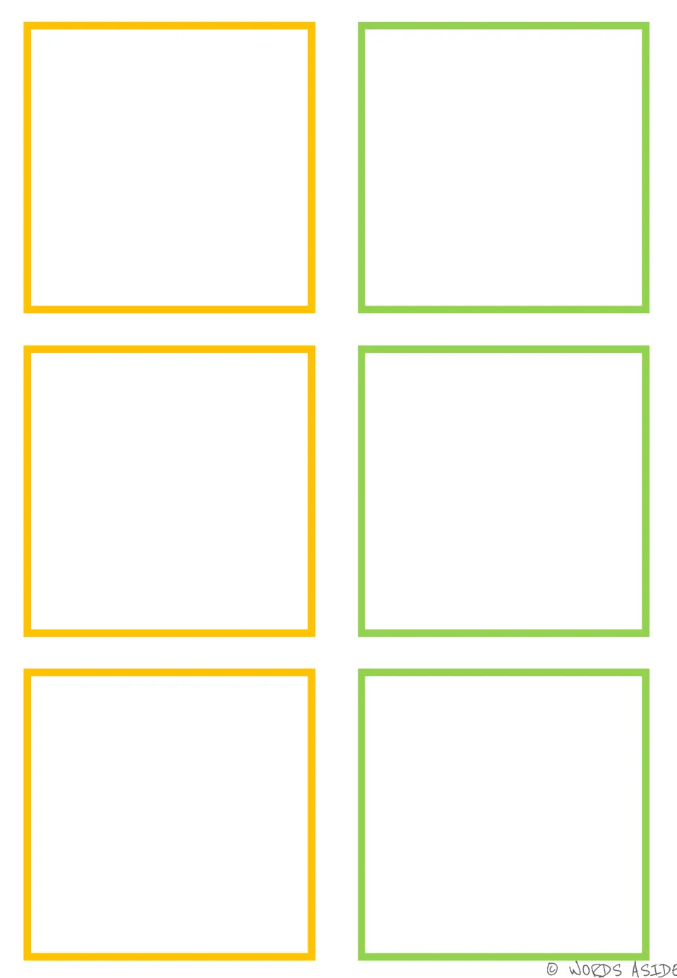 Six blank cards at the end of the kingdom picture-half matching resource, with no pictures or labels