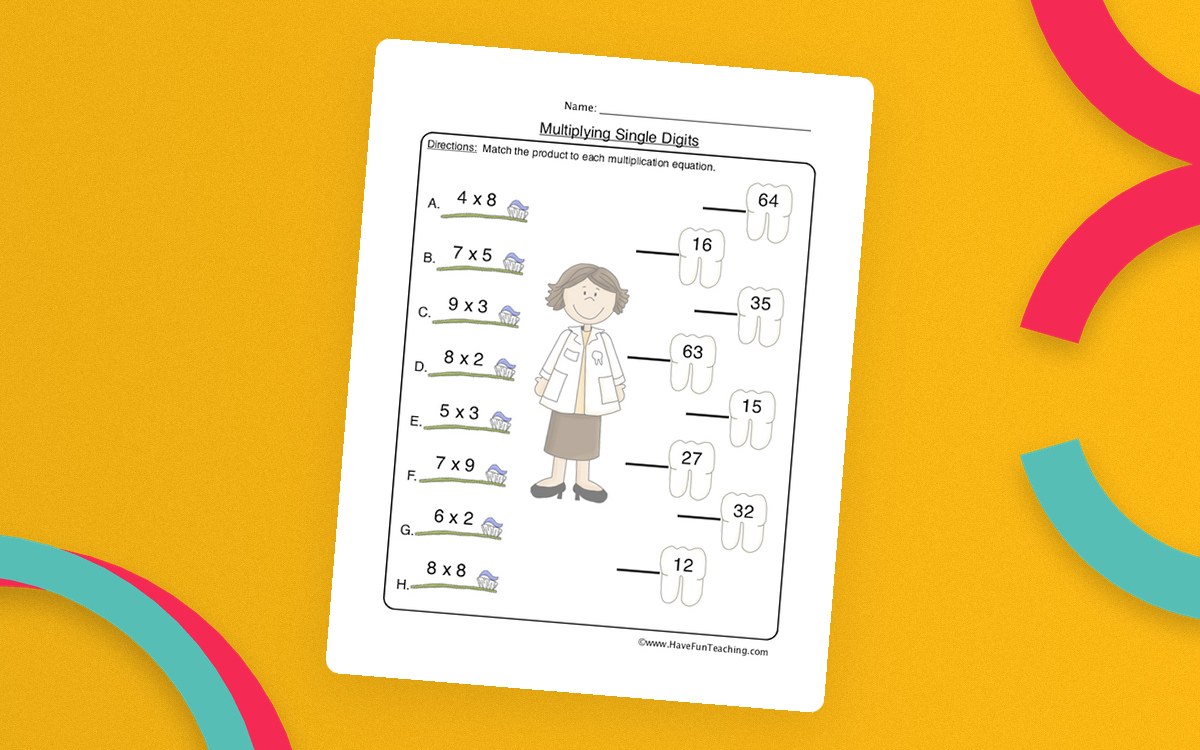 Matching Multiplication Products Worksheet teaching resource preview