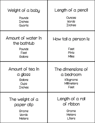 Math Flash Cards | Measurement Conversions – sample page 3